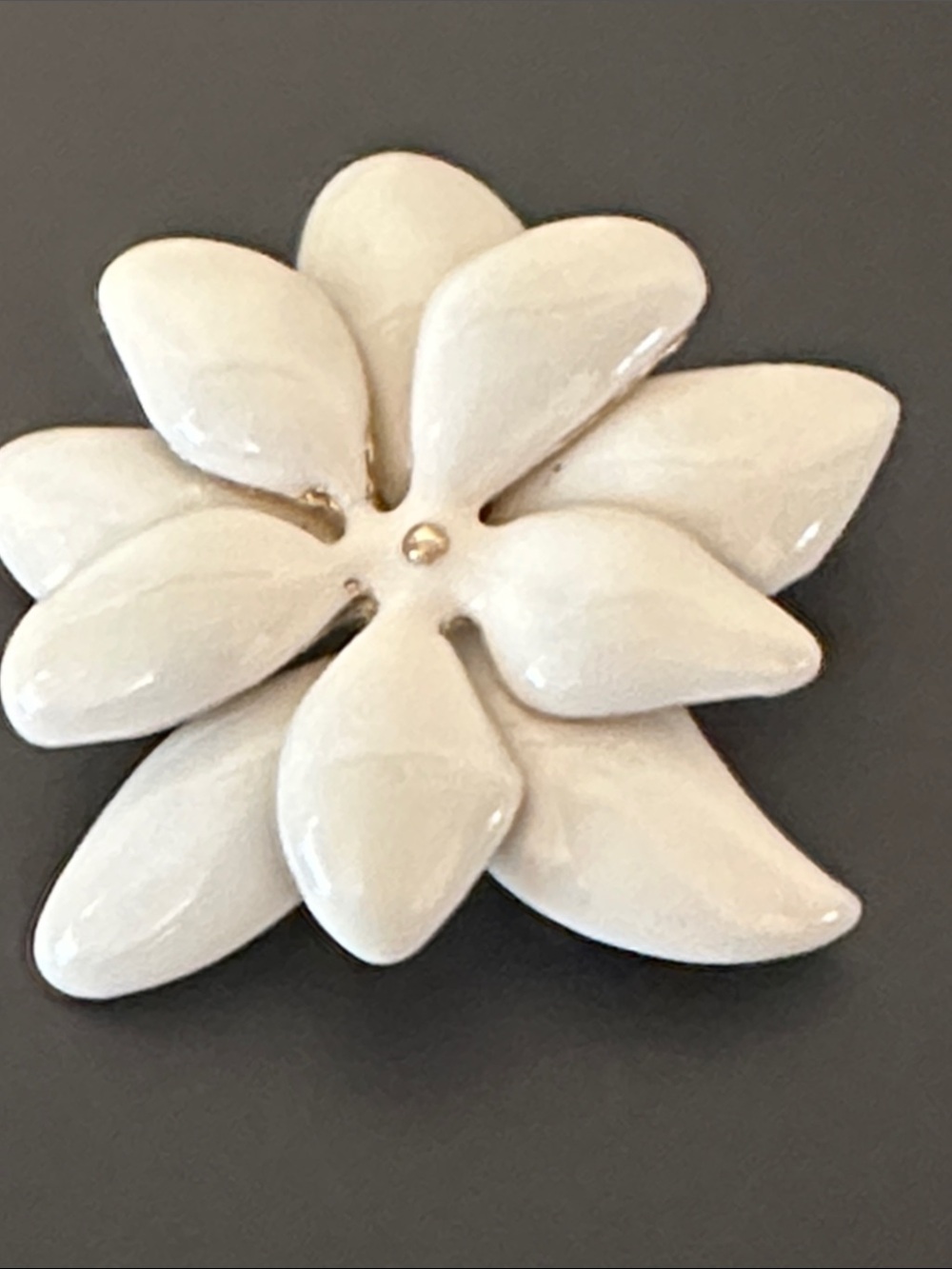 Talbots Cream Ceramic Floral Brooch with Gold-Tone Center